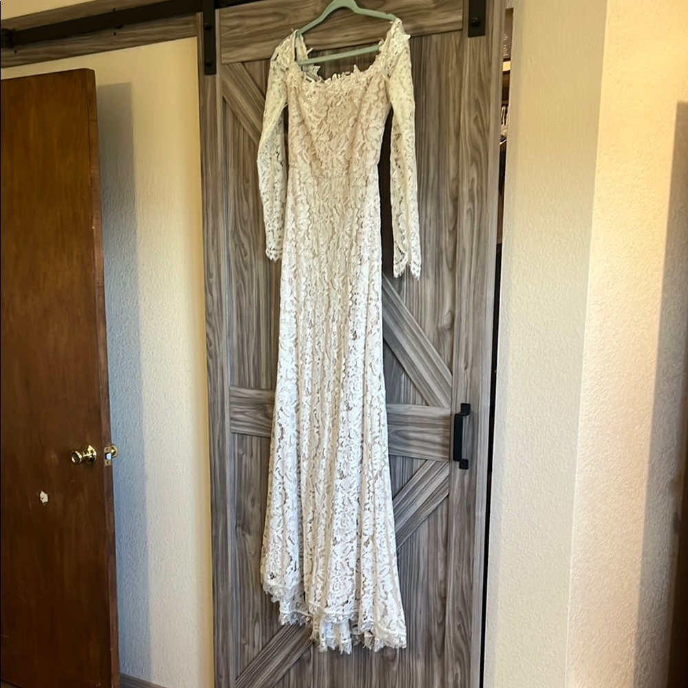 Lulu's Off-White Lace Maxi Dress